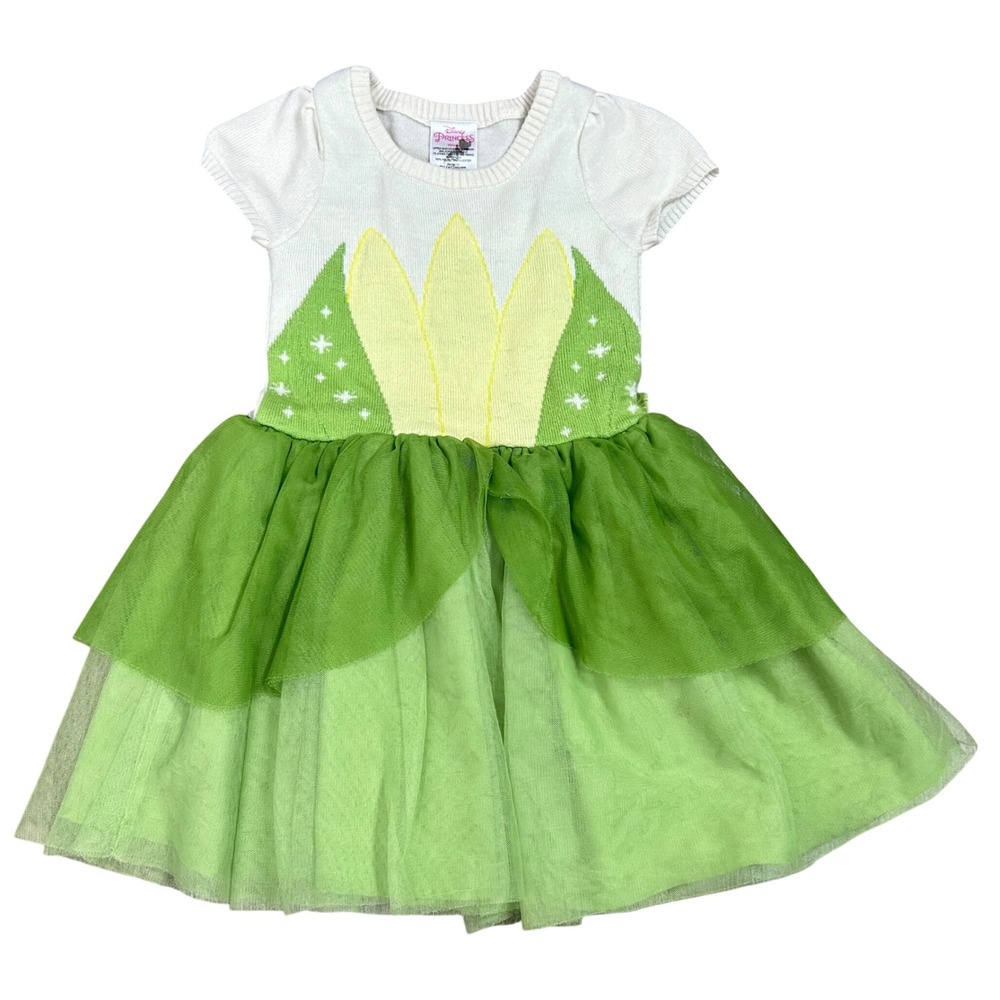 Disney Princess Tiana Tutu Dress Costume Green Girls 5T Sparkle Party Play